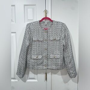 Rachel Zoe Textured Tweed Button-Front Jacket With Pockets Size Medium